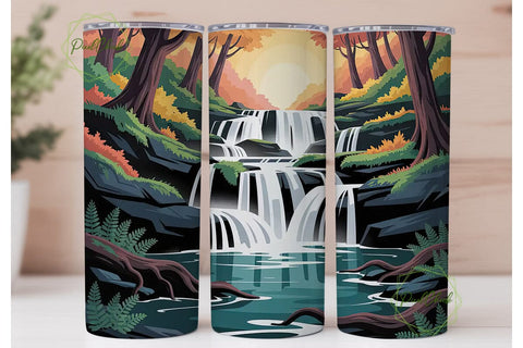 Autumn Waterfall 20oz Tumbler Wrap Sublimation PixelChick 