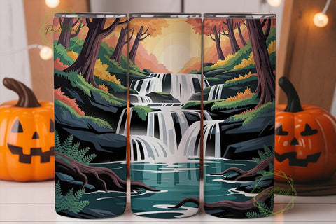 Autumn Waterfall 20oz Tumbler Wrap Sublimation PixelChick 