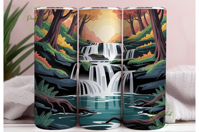 Autumn Waterfall 20oz Tumbler Wrap Sublimation PixelChick 