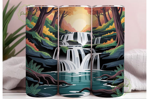 Autumn Waterfall 20oz Tumbler Wrap Sublimation PixelChick 