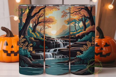 Autumn Waterfall 20oz Tumbler Wrap Sublimation PixelChick 