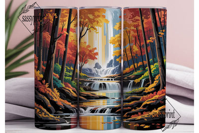 Autumn Waterfall Forest 20oz Tumbler Sublimation sassyprint 