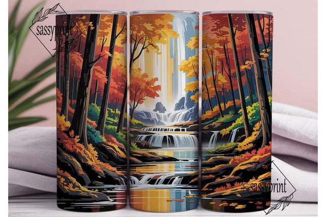 Autumn Waterfall Forest 20oz Tumbler Sublimation sassyprint 