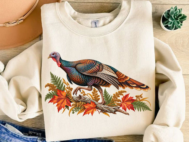 Autumn Wild Turkey Fall Leaves PNG SVG artprintfile 