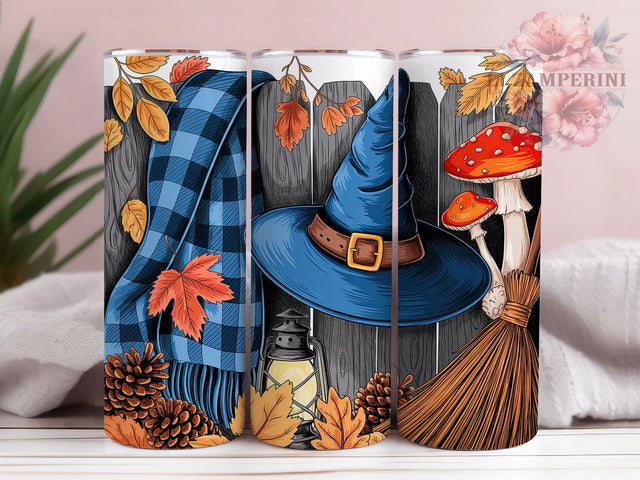 Autumn Witch Hat Halloween Tumbler Wrap, Fall Witch Wrap, 20Oz Sublimation Design, Halloween Witch Cup, Cozy Autumn Drinkware, Rustic Witch Hat Tumbler, Spooky Fall Wrap Sublimation Li Zamperini 