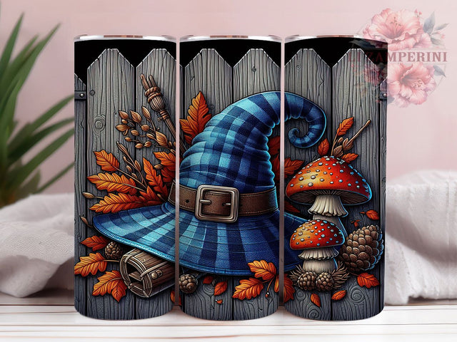 Autumn Witch Hat Halloween Tumbler Wrap, Fall Witch Wrap, 20Oz Sublimation Design, Halloween Witch Cup, Cozy Autumn Drinkware, Rustic Witch Hat Tumbler, Spooky Fall Wrap Sublimation Li Zamperini 