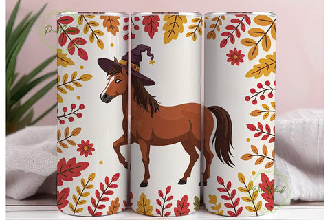 Autumn Witch Horse 20oz Tumbler Wrap Sublimation PixelChick 