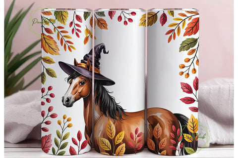 Autumn Witch Horse 20oz Tumbler Wrap Sublimation PixelChick 