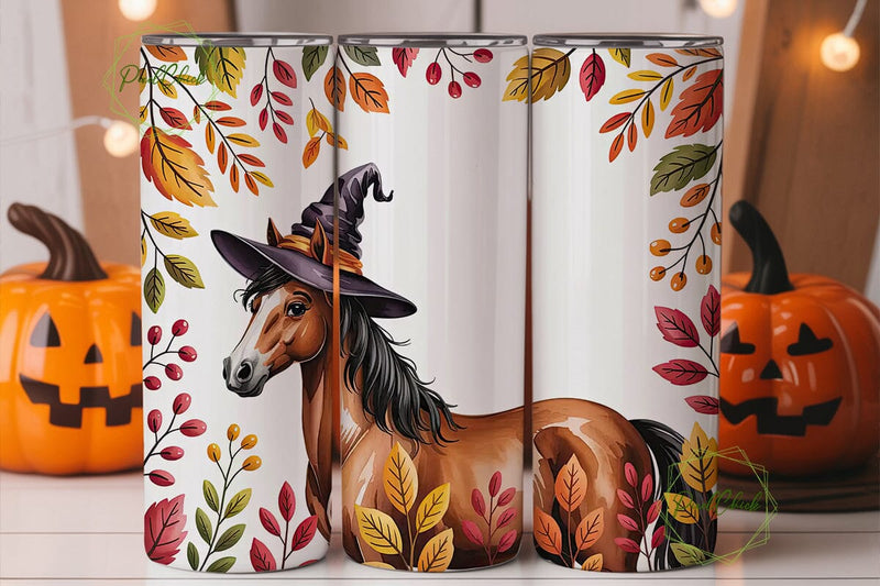 Autumn Witch Horse 20oz Tumbler Wrap Sublimation PixelChick 