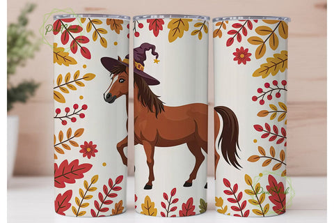 Autumn Witch Horse 20oz Tumbler Wrap Sublimation PixelChick 