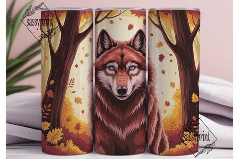Autumn Wolf Forest 20oz Tumbler Wrap Sublimation sassyprint 