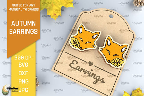 Autumn Wooden Earrings Laser Cut Bundle. Fall Earrings SVG SVG Evgenyia Guschina 