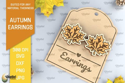 Autumn Wooden Earrings Laser Cut Bundle. Fall Earrings SVG SVG Evgenyia Guschina 