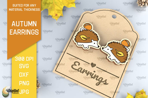 Autumn Wooden Earrings Laser Cut Bundle. Fall Earrings SVG SVG Evgenyia Guschina 