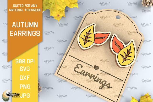 Autumn Wooden Earrings Laser Cut. Fall Earrings SVG Design SVG Evgenyia Guschina 