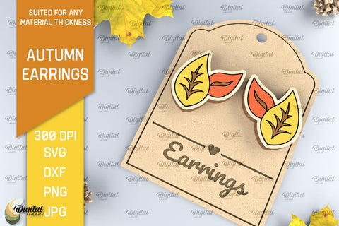 Autumn Wooden Earrings Laser Cut. Fall Earrings SVG Design SVG Evgenyia Guschina 
