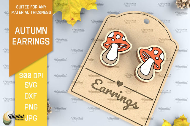 Autumn Wooden Earrings Laser Cut. Fall Earrings SVG Design SVG Evgenyia Guschina 