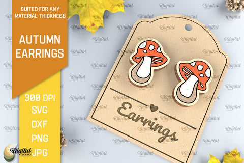Autumn Wooden Earrings Laser Cut. Fall Earrings SVG Design SVG Evgenyia Guschina 