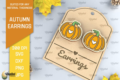 Autumn Wooden Earrings Laser Cut. Fall Earrings SVG Design SVG Evgenyia Guschina 