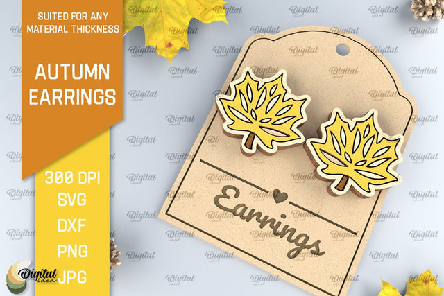 Autumn Wooden Earrings Laser Cut. Fall Earrings SVG Design SVG Evgenyia Guschina 