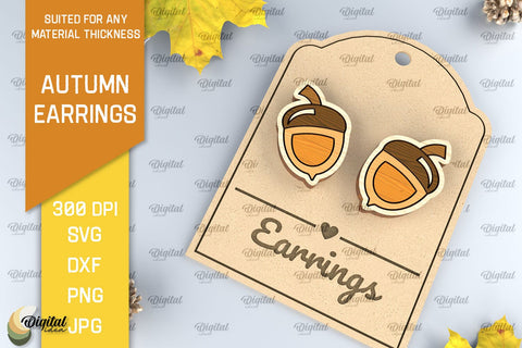 Autumn Wooden Earrings Laser Cut. Fall Earrings SVG Design SVG Evgenyia Guschina 