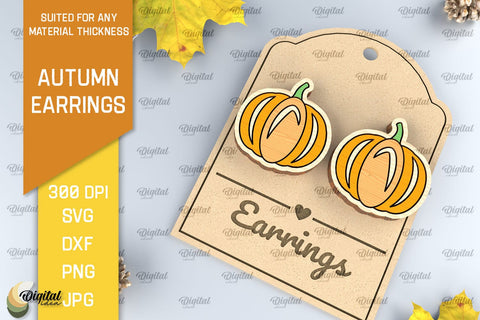 Autumn Wooden Earrings Laser Cut. Fall Earrings SVG Design SVG Evgenyia Guschina 