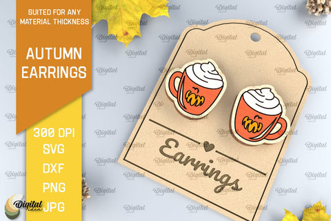 Autumn Wooden Earrings Laser Cut. Fall Earrings SVG Design SVG Evgenyia Guschina 