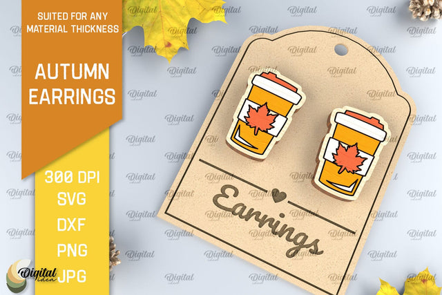 Autumn Wooden Earrings Laser Cut. Fall Earrings SVG Design SVG Evgenyia Guschina 
