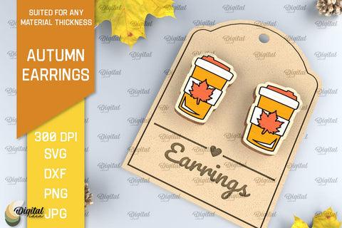 Autumn Wooden Earrings Laser Cut. Fall Earrings SVG Design SVG Evgenyia Guschina 