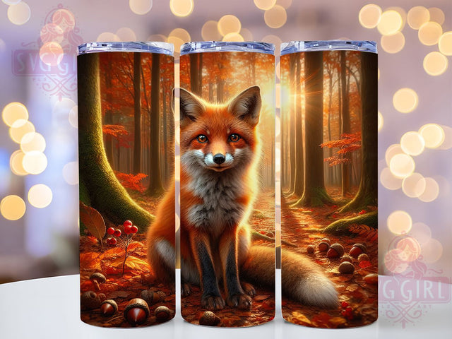 Autumn Woodland Fox Tumbler, Woodland Animal Wrap, 20oz Tumbler Sublimation, Cute Fall Forest Design, Rustic Wildlife Sublimation, Cozy Nature Tumbler, Seasonal Critter Wrap Sublimation SvggirlplusArt 