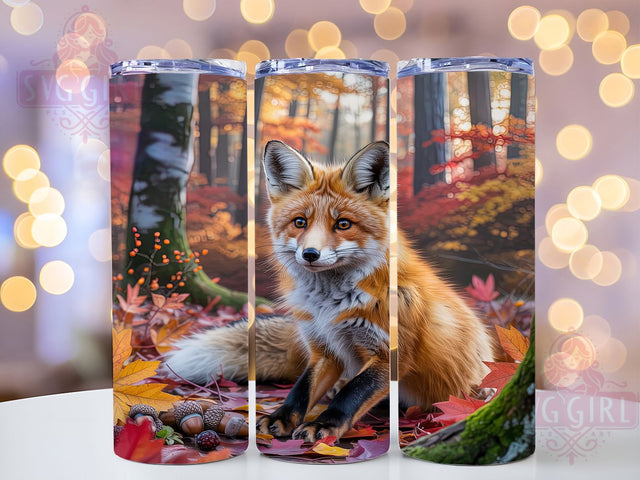 Autumn Woodland Fox Tumbler, Woodland Animal Wrap, 20oz Tumbler Sublimation, Cute Fall Forest Design, Rustic Wildlife Sublimation, Cozy Nature Tumbler, Seasonal Critter Wrap Sublimation SvggirlplusArt 