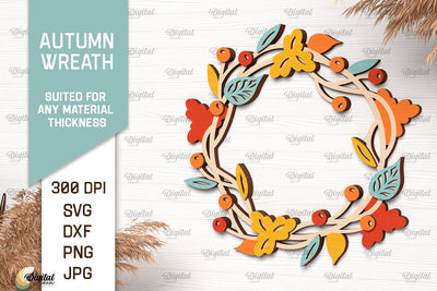 Autumn Wreath Laser Cut Design. Fall Wreath Decor SVG SVG Evgenyia Guschina 