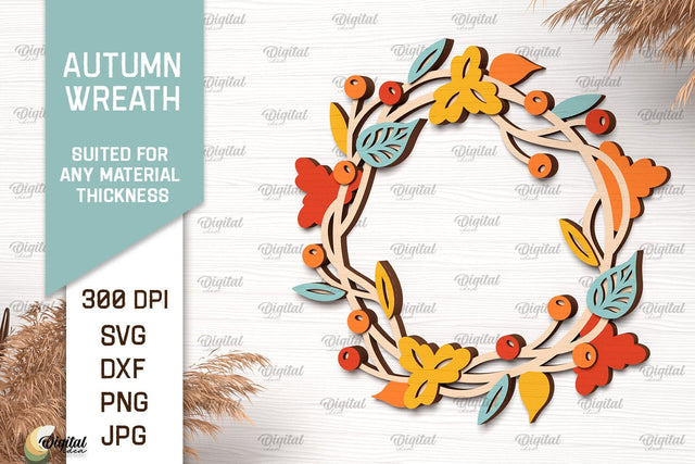 Autumn Wreath Laser Cut Design. Fall Wreath Decor SVG SVG Evgenyia Guschina 