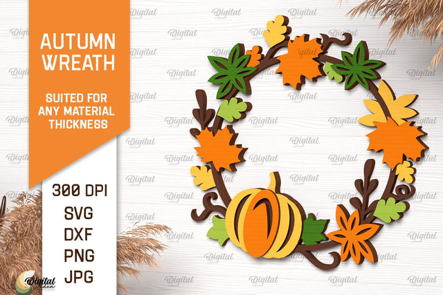 Autumn Wreath Laser Cut Design. Fall Wreath Decor SVG SVG Evgenyia Guschina 