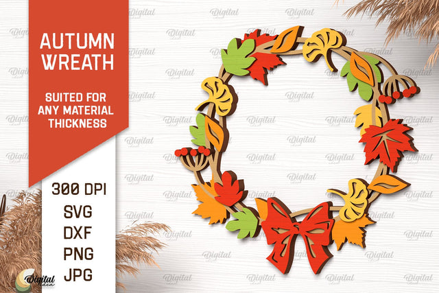 Autumn Wreath Laser Cut Design. Fall Wreath Decor SVG SVG Evgenyia Guschina 