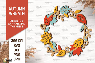 Autumn Wreath Laser Cut Design. Fall Wreath Decor SVG SVG Evgenyia Guschina 