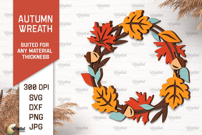 Autumn Wreath Laser Cut Design. Fall Wreath Decor SVG SVG Evgenyia Guschina 
