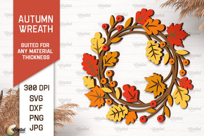 Autumn Wreath Laser Cut Design. Fall Wreath Decor SVG SVG Evgenyia Guschina 