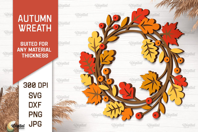 Autumn Wreath Laser Cut Design. Fall Wreath Decor SVG SVG Evgenyia Guschina 