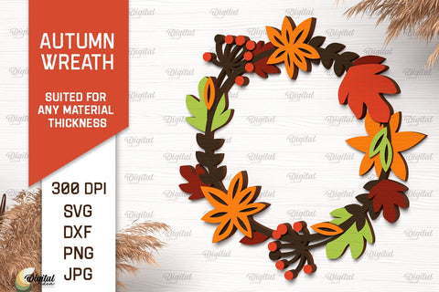 Autumn Wreaths Laser Cut Bundle. Fall Wreaths Decor SVG SVG Evgenyia Guschina 