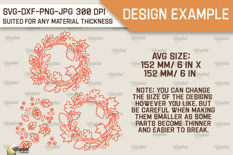 Autumn Wreaths Laser Cut Bundle. Fall Wreaths Decor SVG SVG Evgenyia Guschina 