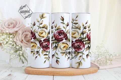 Autumnal Rose Bouquet Skinny Tumbler Sublimation sassyprint 