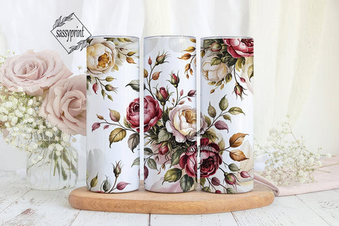 Autumnal Rose Bouquet Skinny Tumbler Sublimation sassyprint 
