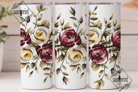 Autumnal Rose Bouquet Skinny Tumbler Sublimation sassyprint 