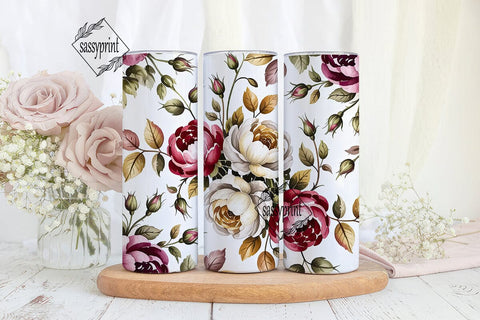 Autumnal Rose Bouquet Skinny Tumbler Sublimation sassyprint 