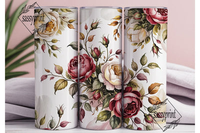 Autumnal Rose Bouquet Skinny Tumbler Sublimation sassyprint 