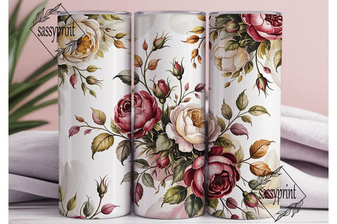 Autumnal Rose Bouquet Skinny Tumbler Sublimation sassyprint 