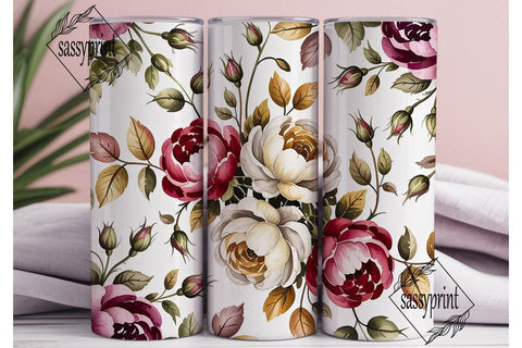 Autumnal Rose Bouquet Skinny Tumbler Sublimation sassyprint 