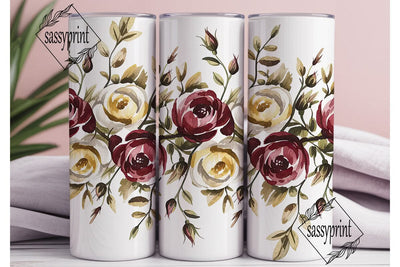 Autumnal Rose Bouquet Skinny Tumbler Sublimation sassyprint 