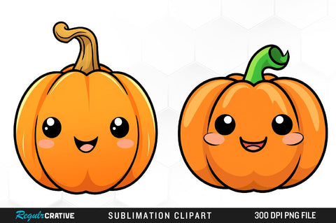 Autumns Cute Pumpkin Clipart Bundle Sublimation Regulrcrative 